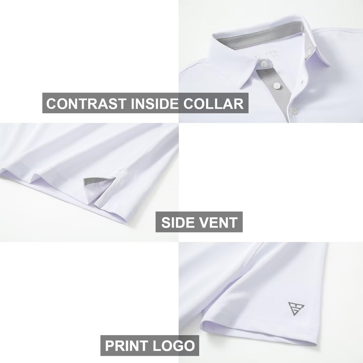 M MAELREG Mens Pique Polo Shirts Short Sleeve Performance Moisture Wicking Quick Dry Casual Golf Shirts for Men White