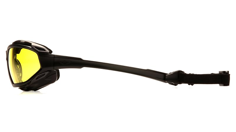 Pyramex Highlander XP Safety Eyewear – Black-Gray Frame, Amber Anti-Fog Lens, Universal Fit