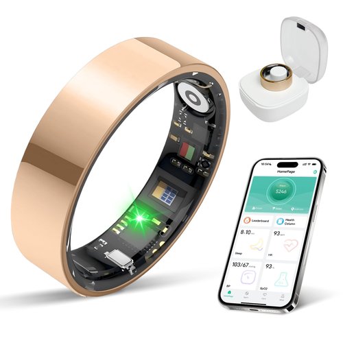 Smart Ring for Women & Men Fitness Tracker with Heart Rate, Blood Pressure,Blood Oxygen,Step Counting, Sleep Monitoring,IP68 Waterproof for iPhone and Android, No Subscription Fee (Rose Gold, 9)