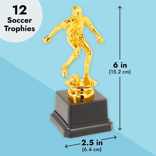 Juvale 12 Pack Small Gold Soccer Trophies for Team Award Ceremonies, Championship Games, Sports Competitions (2.5 x 6 in) - Soccer Trophy
