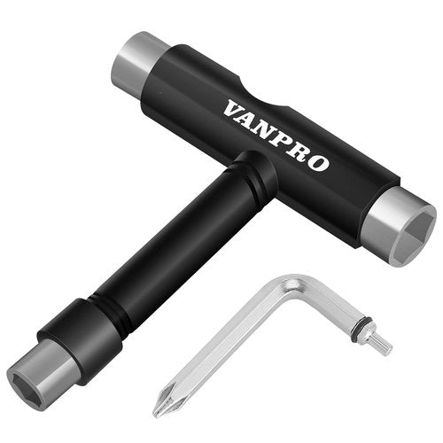 Vanpro skateboard tools skate tool all in oneUsed for installation and maintenance of various skateboards and roller skates，etc.(Snow Black, Pack of 1)