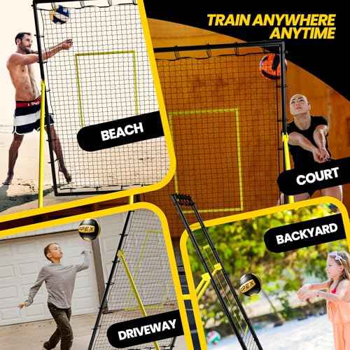 Adjustable Volleyball Rebounder Net 7x4 ft ? Bounce Back Training Equipment with Angle Customization for Practicing Volleying, Bumping, Spiking ? Durable & Portable with Travel Bag