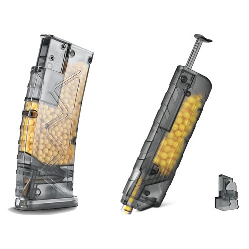 Airsoft Speed Loader Set 6mm BBS 100/500 Rounds with Gas Mag Adapter BB Magazine Accessories Quick Speed Loader - 2 Pack