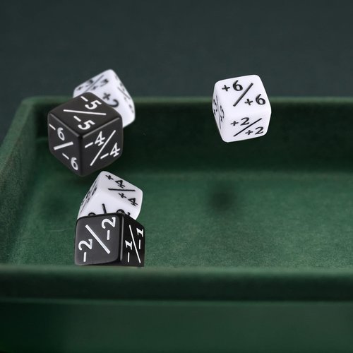 48 Pieces MTG Dice Counters Magic Tokens Counter Set Buff D6 Dice for TCG MTG Card Card Games Accessory(Black, White)