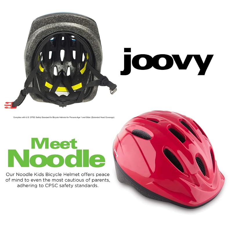 Joovy Noodle Pediatric Bike Helmet Medium Red – Toddlers & Kids 1-9, Adjustable Fit