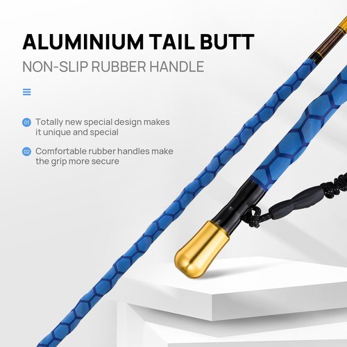 TRHUNTER Carbon Fiber Fishing Gaff Saltwater Fish Gaff with S316 Stainless Steel Fishing Hook (Blue Gaff - 4'8'' - 4'' Hook)