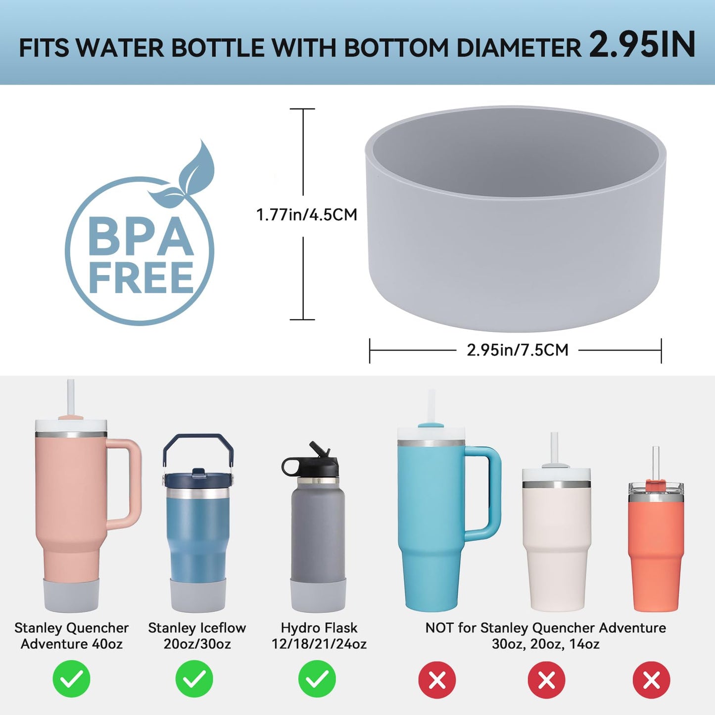 PICcircuit 2PCS for Stanley Boot, Silicone Bottom for Quencher Adventure 40oz 30oz IceFlow 20oz 30oz Bottle&for Hydroflask Tumbler 12-24oz for Stanley Cup Accessories Avoid Scratches&Noise
