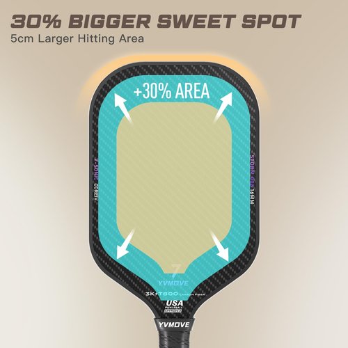 YVmove T800+3K Carbon Fiber Pickleball Paddles with 16mm V-Sonic IV Dynamic Core, Premium Pickle Ball Racket with Enhanced Control & Ultimate Spin, USAPA Approved