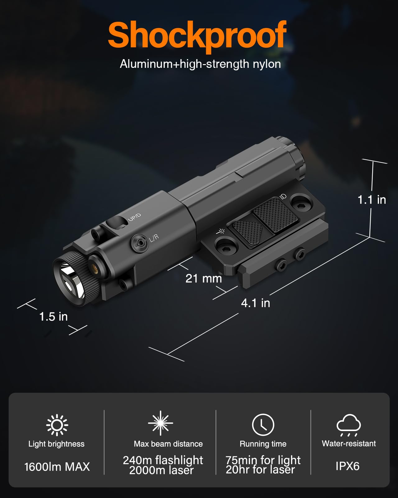 TOUGHSOUL Mlok/Picatinny 2 in 1 Flashlight Laser Sight Combo