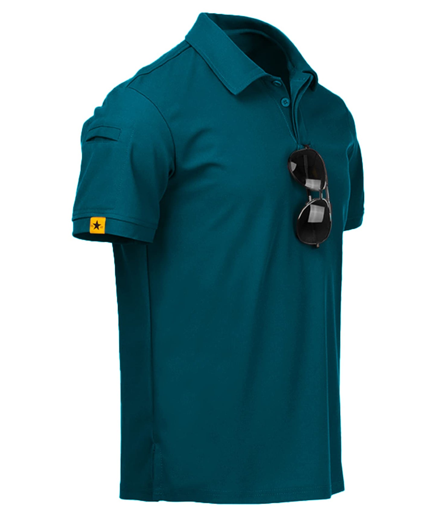 ZITY Mens Polo Shirt Short Sleeve Sports Tactical T-Shirt Athletic Golf Polos Daily Casual Stylish Collared Shirts for Men Dark Teal Blue Large