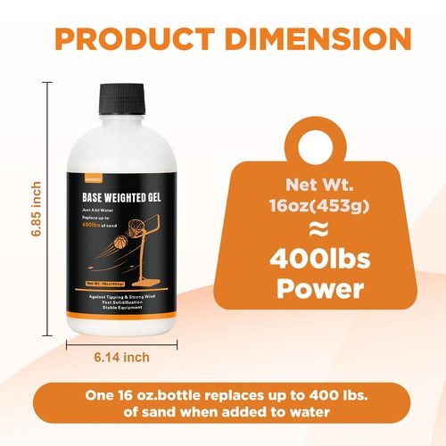 Grandeco Base Weighted Gel Polymer 16oz. Replaces 400 lbs. Sand&Sand Bags Prevent Portable Basketball Hoops, Outdoor Umbrellas, Other Equipment with Base from Tipping Over, More Effective Than Water