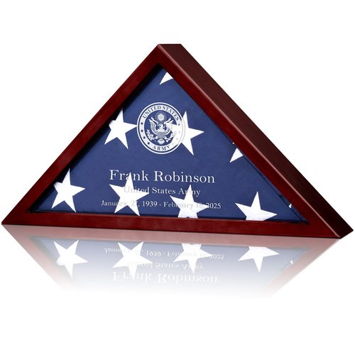 XIFAN Flag Case for Burial Flag Custom Engraved Military Flag Display Case Fits 5' x 9.5' Folded Veteran Flag Real Glass Pine Wood Flag Box Display Case Memorial Flag Case for Wall or Tabletop