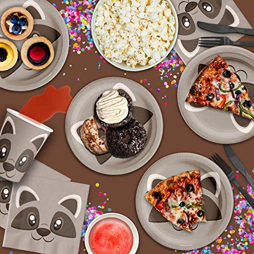 Raccoon Party Supplies Set Plates Napkins Cups for 16 Guests - Birthday Galore