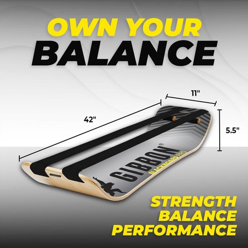 GIBBON SlackBoard Pro - 2-in-1 Slackline Balance Board for Adults - Workout Equipment Gym Training - Wooden Wobble Board Balance Trainer - Yoga, Agility, Pilates, Core, Sports, Exercise