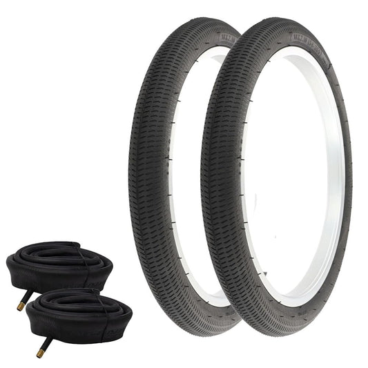 2 PRO+ Bicycle Wire Bead TIRE 18" X 2.10 All Black BMX/Freestyle W/HEAVYDUTY Tubes.
