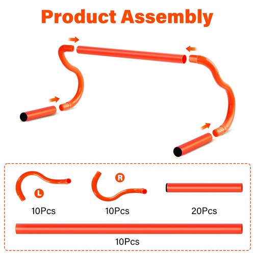 Agility Hurdles Training Equipment - 10 Speed Hurdles and 10 Soccer Cones with Carrying Bag for Soccer, Football, and Track Drills, Ideal for Athletes Speed and Agility Training
