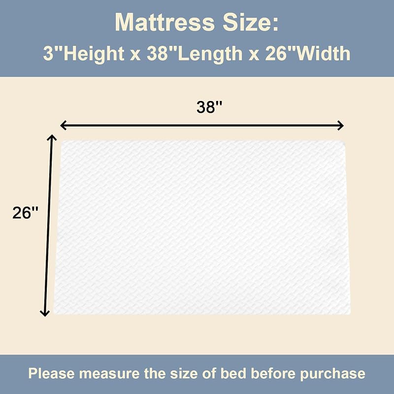 3 Inch Toddler Mini Mattress 38x26 Waterproof Foam Mattress Pad - White