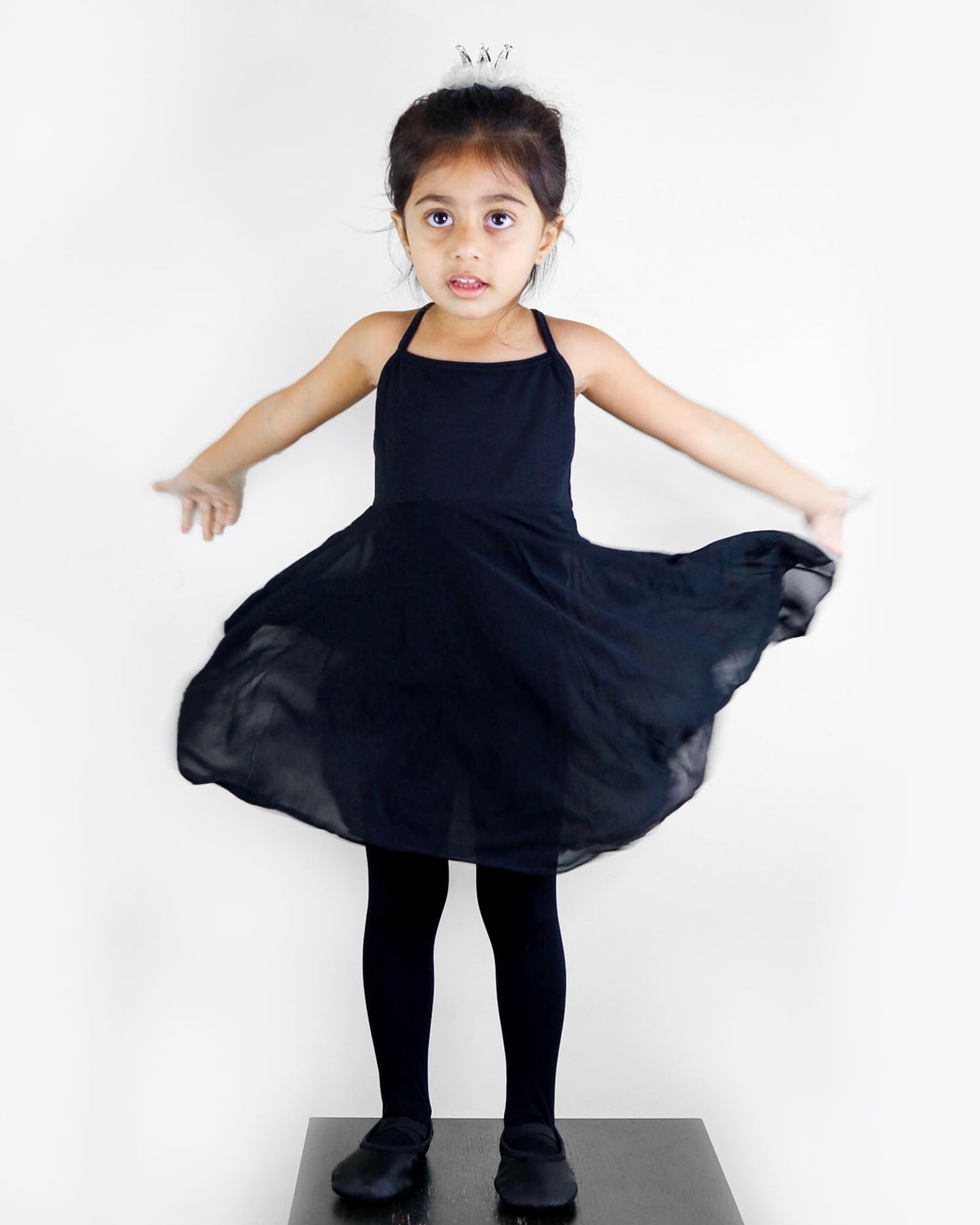 Stelle Girls' Footed Ballet Tights for Dance Class Toddler Kids,BK,XS