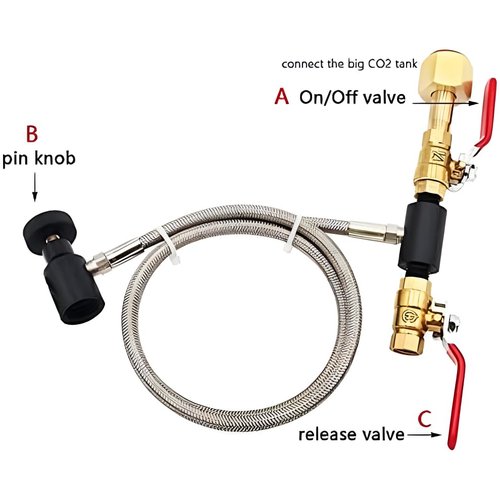 VaVoger Paintball CO2 Tank Refill Station CO2 Cartridges Fill Adapter Strage Stainless Steel Connector Hose for 12oz, 16oz, 20oz, CO2 Tanks