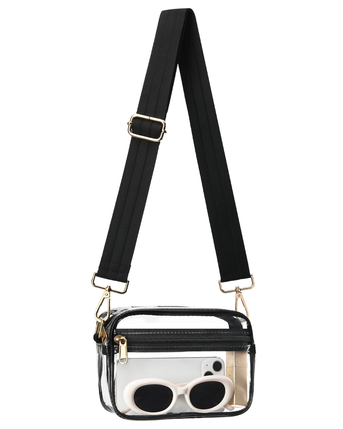 HULISEN Clear Crossbody Bag Stadium Approved, Clear Purse for Women Men, Transparent Messenger Shoulder Handbag