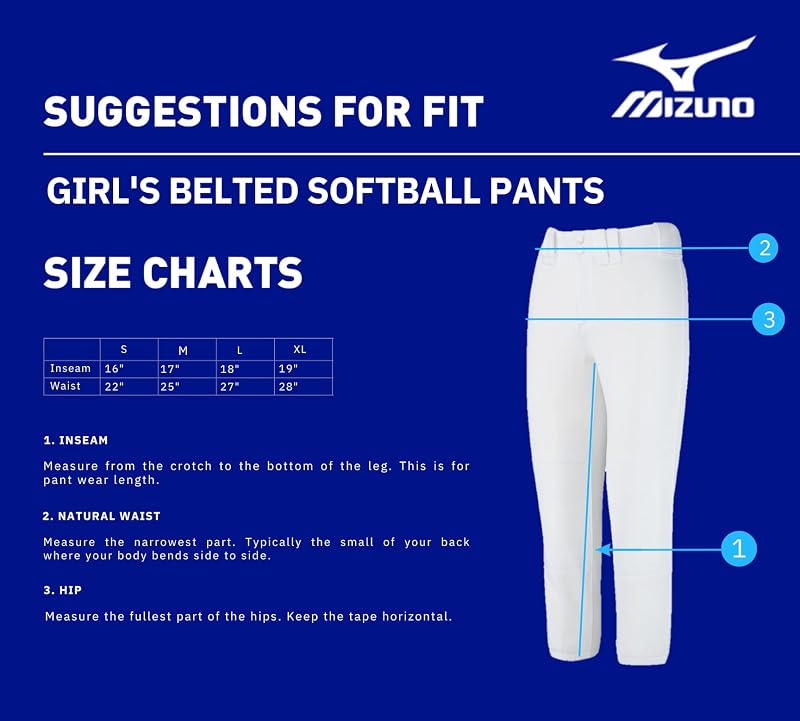 Mizuno Girls' Belted Fastpitch Softball Pant - Red, Large