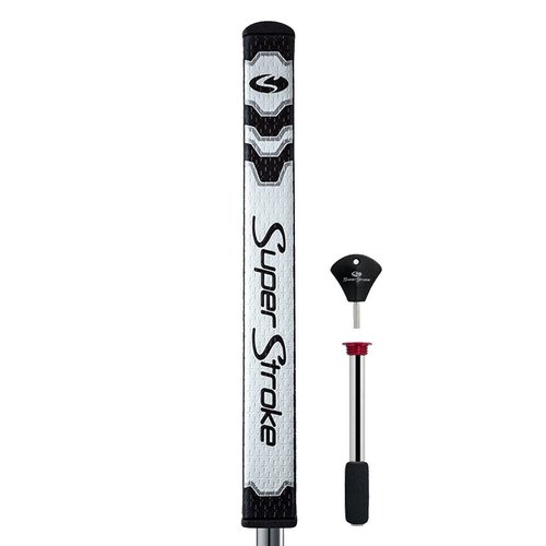 SuperStroke CounterCore™ Flatso™ Golf Putter Grip, White/Black (Flatso™ 1.0) | Consistent and Reliable Putting Stroke | Reduces Face Angle Rotation | Adjustable Weight System | Unique Parallel Design