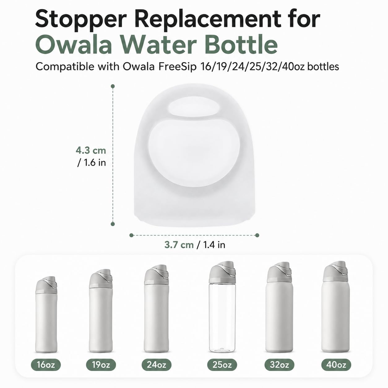 Joshey 6 Pack Rubber Seal Replacement Stopper, Compatible with Owala Freesip 24oz 32oz Water Bottle Spout Cap-Silicone Gasket Replacement Parts (Clear)