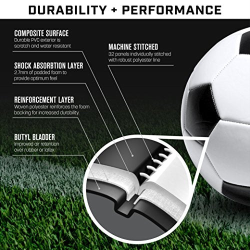 GoSports Classic Black and White Soccer Balls 6-Pack Size 3 with Pump - Variation: Black & White / Sz 3 6-Pack