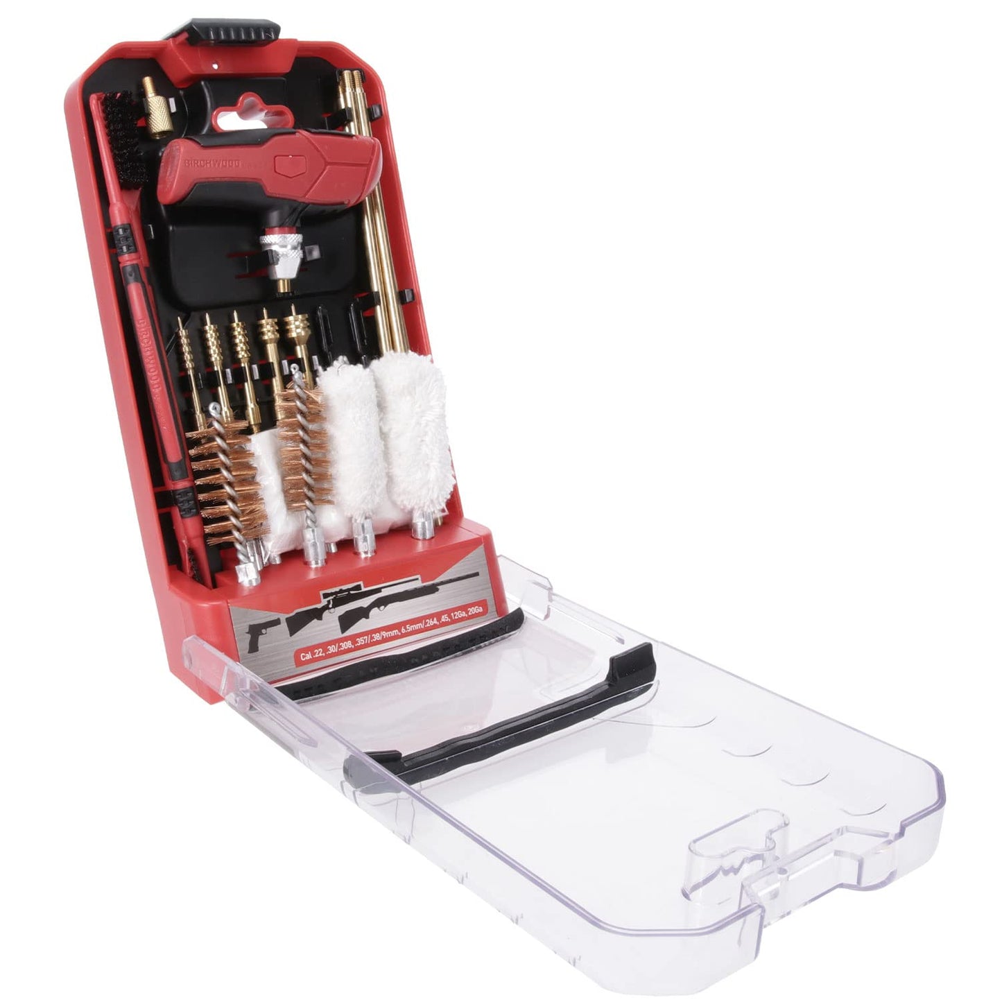 Birchwood Casey Universal Gun Cleaning Kit | Durable Versatile Gun Maintenance Cleaning Tools Set of 22 | Brushes, Mops, Jags, Patches, Rod, T-Handle, Magnetic Strip & Case Included