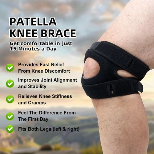 Wellknee Knee Brace, Wellnee Patellar Pad Realign Knee Joint While You Move, Adjustable Tendon Support Sleeve Braces for Meniscus, Osteoarthritis, Orthopedic, Knee Support for Athletes(2PCS-Gray,Large