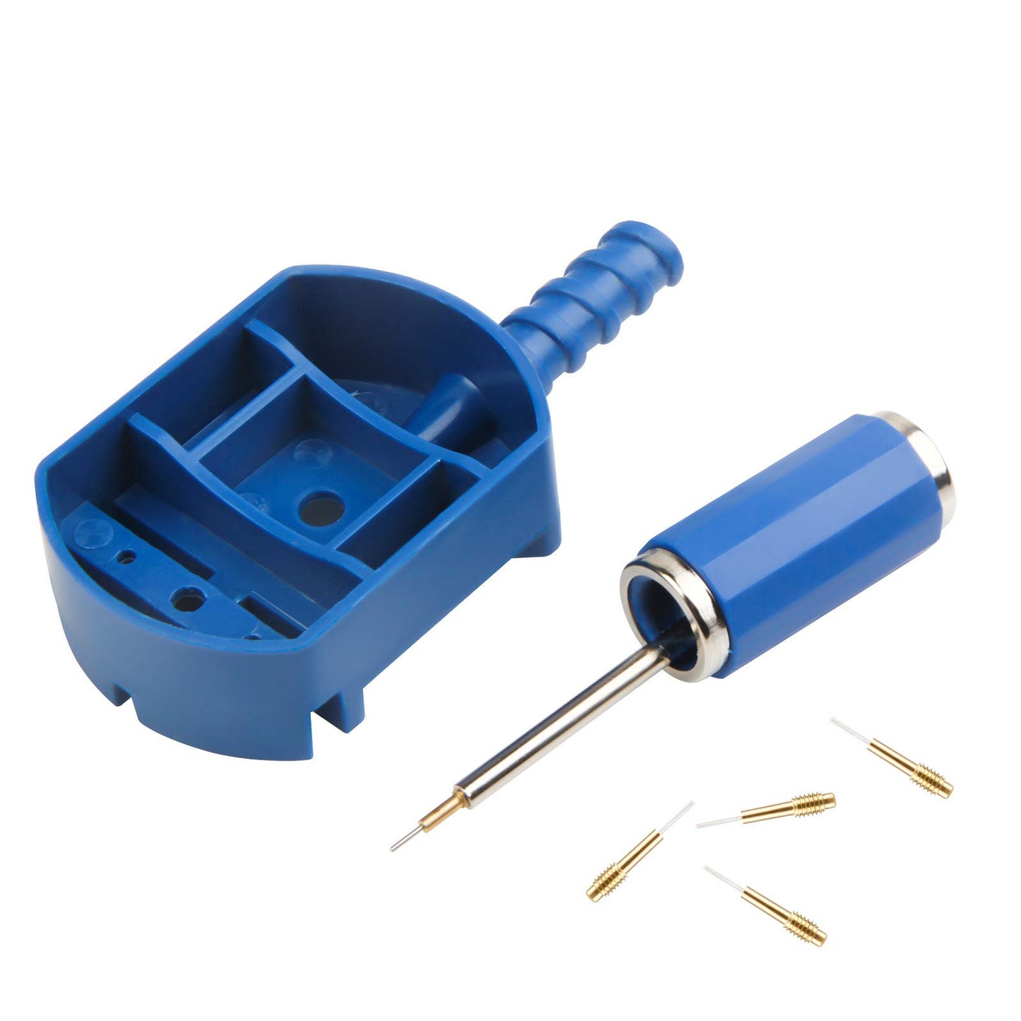 lenpestia Watch Band Link Removal Tool Kit with 12pcs Replacement Pins and 3pcs Pin Punches 1pcs Head Hammer for Watch Bracelet Strap Adjustment and Watch Repair