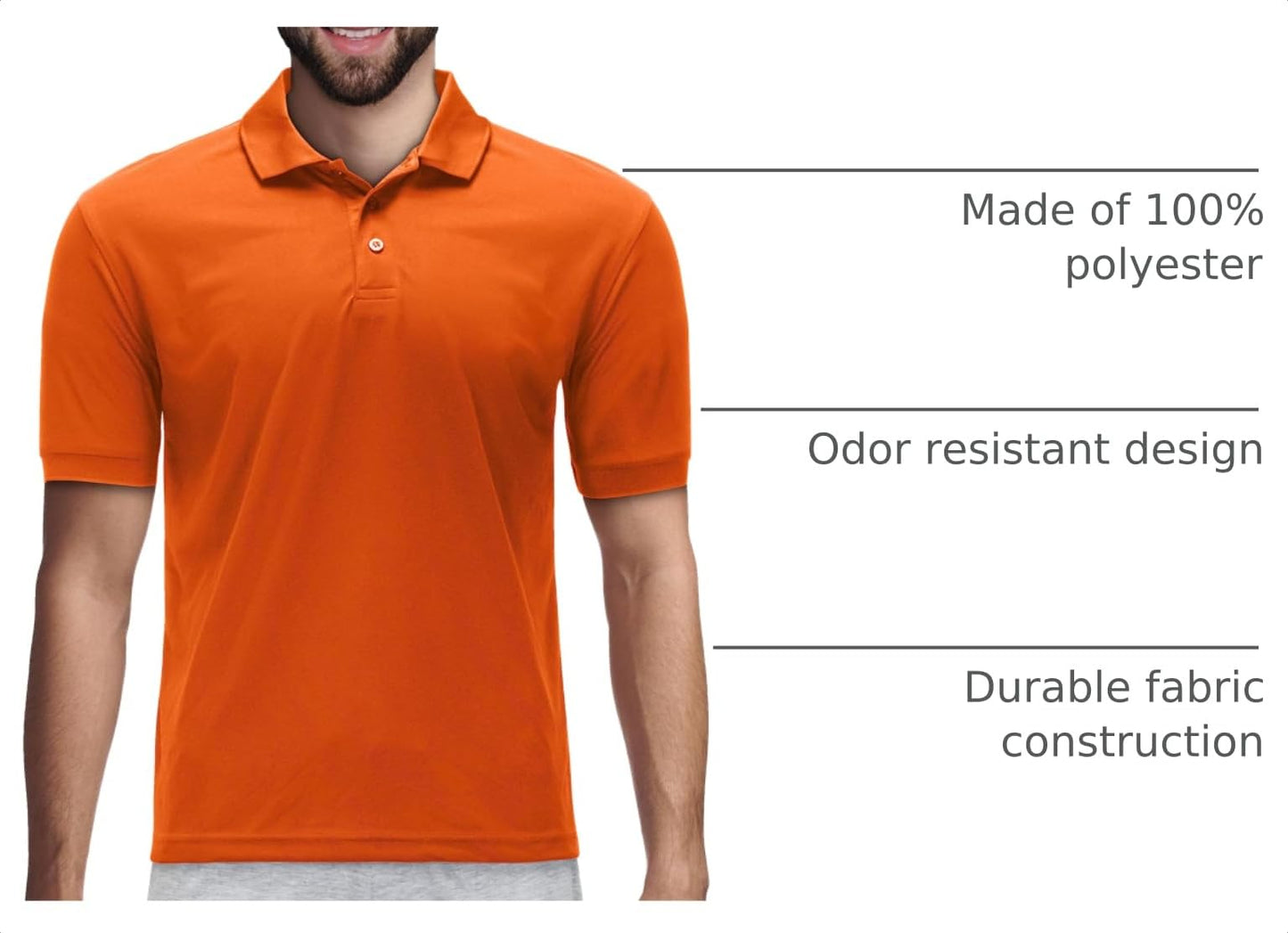 Premium Wear Men's High Moisture Wicking Polo T Shirts | Orange - Small