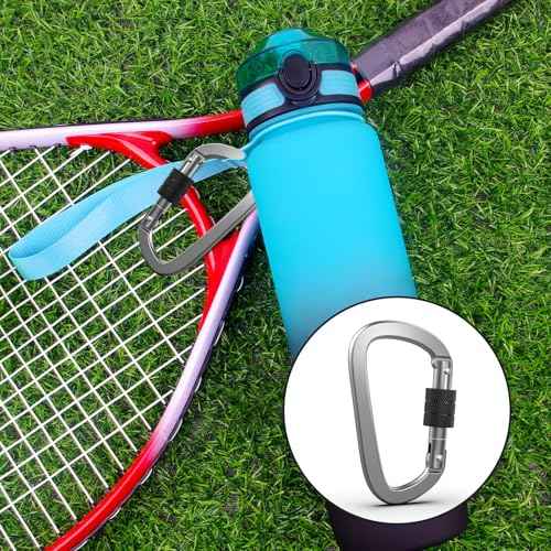 Premium Aluminum D Ring 4" Locking Carabiner Clips with Screw Gate, Set of 4, Lightweight & Durable for Hiking, Camping, Hammock, Dog Leash Harness, Keychains