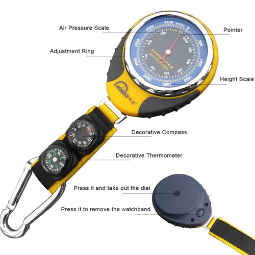 HXBER Portable Multi Functional Digital Altimeter Barometer for Outdoor Camping Hiking Climbing