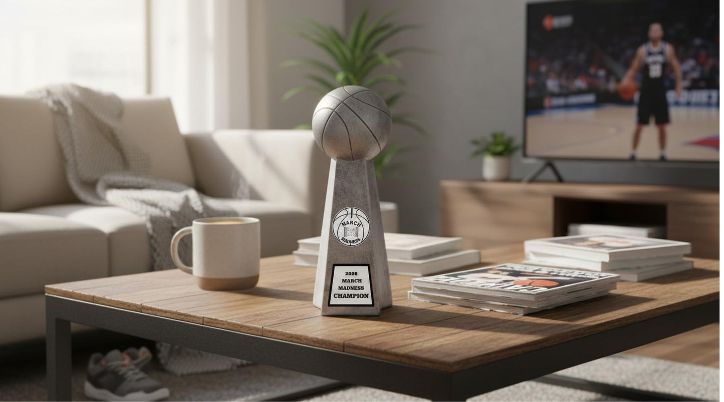 Same Day Awards March Basketball Madness Bracket Trophy with Free Engraving 10 Inch Award for Bracket Winner College Basketball Tournament Challenges Office Pools (10")
