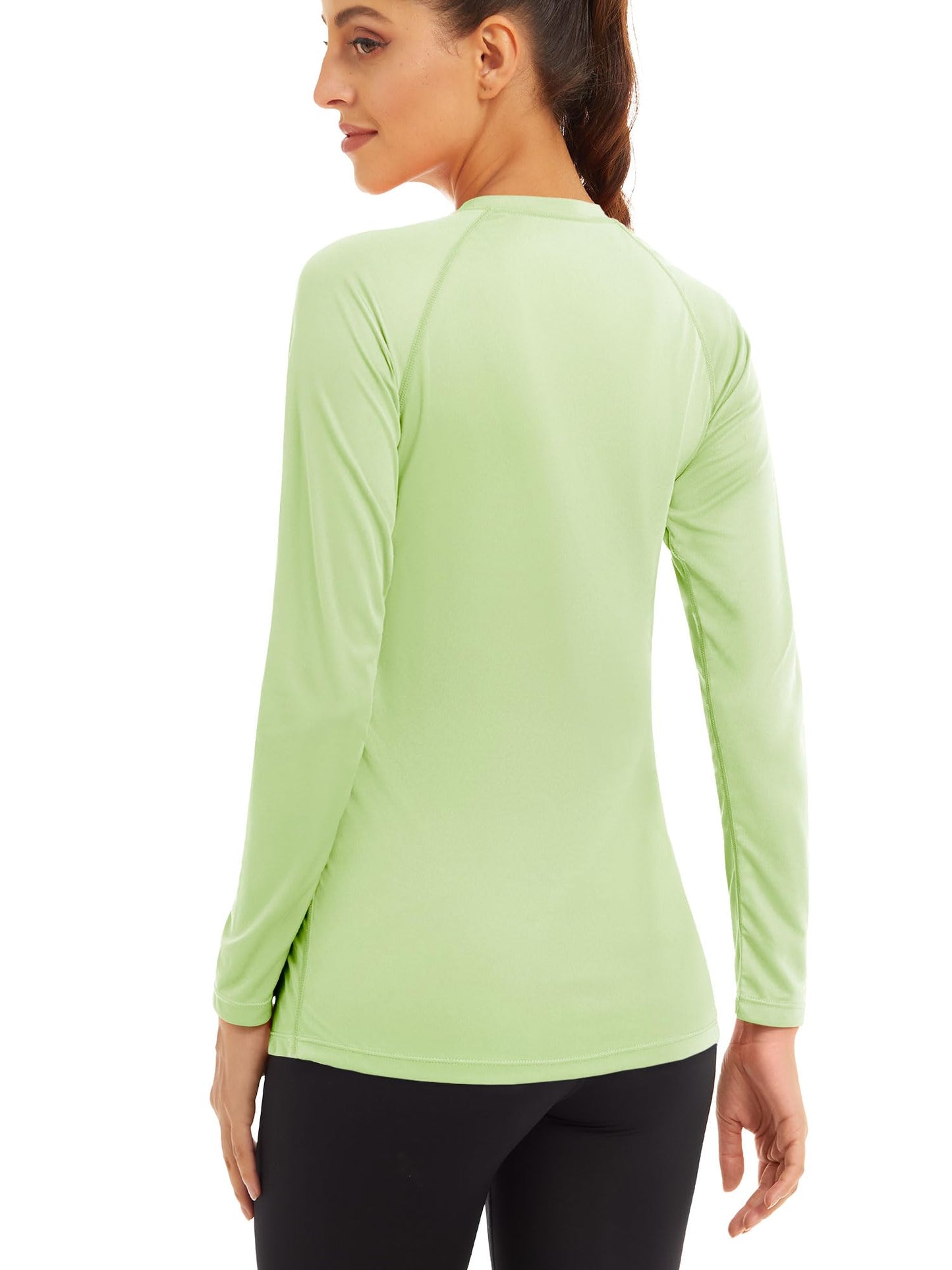 MAGCOMSEN Athletic T Shirts Women Long Sleeve Shirts UV Shirts for Women Summer Shirts for Women Workout Shirts Running Shirts for Women Light Green