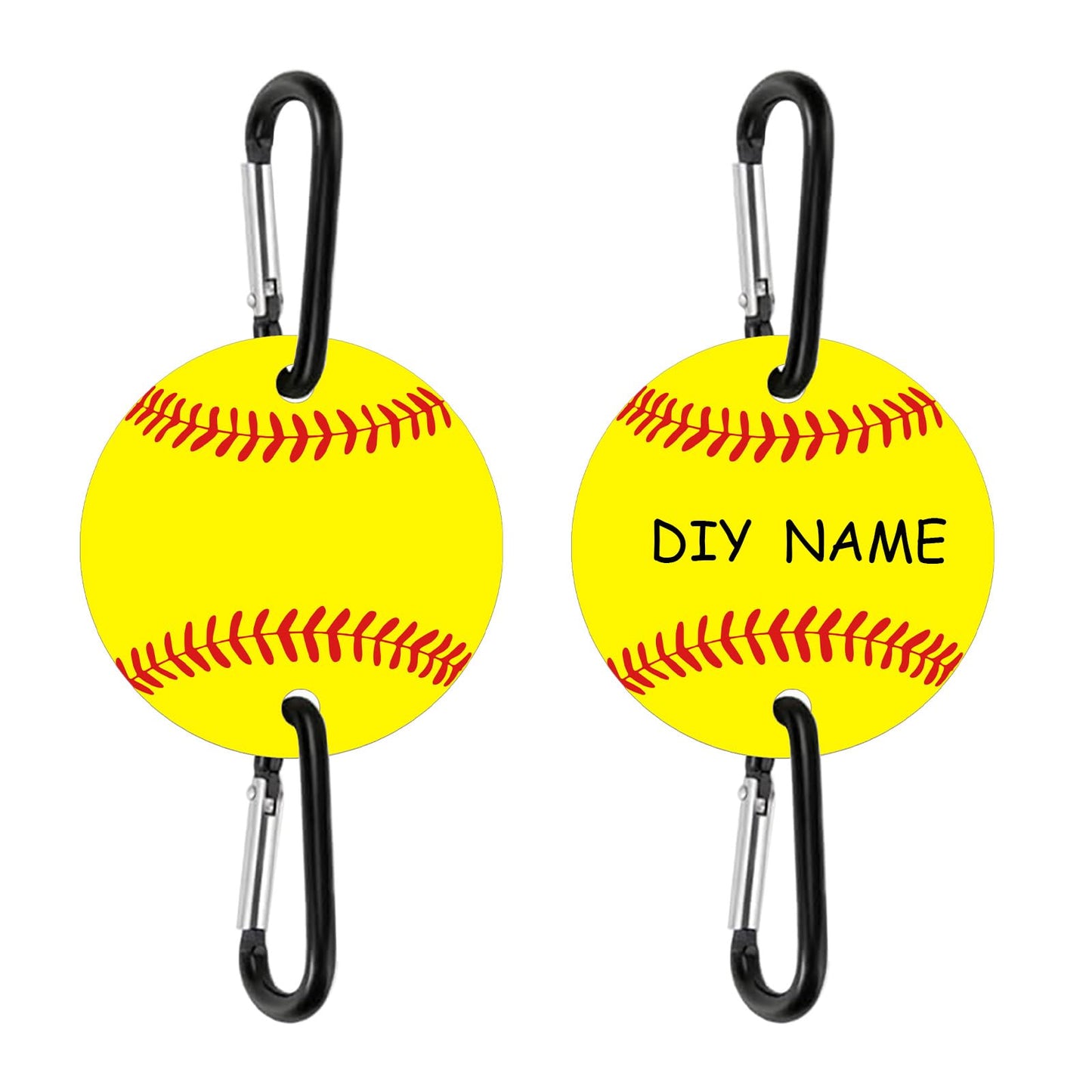 2 Pack Softball Bag Fence Hooks – Thick Fence Clips with Writable Acrylic Plates – Dugout Organizer for Softball Gear, Backpacks, Helmets, Bottles, Great Gift for Players & Friends