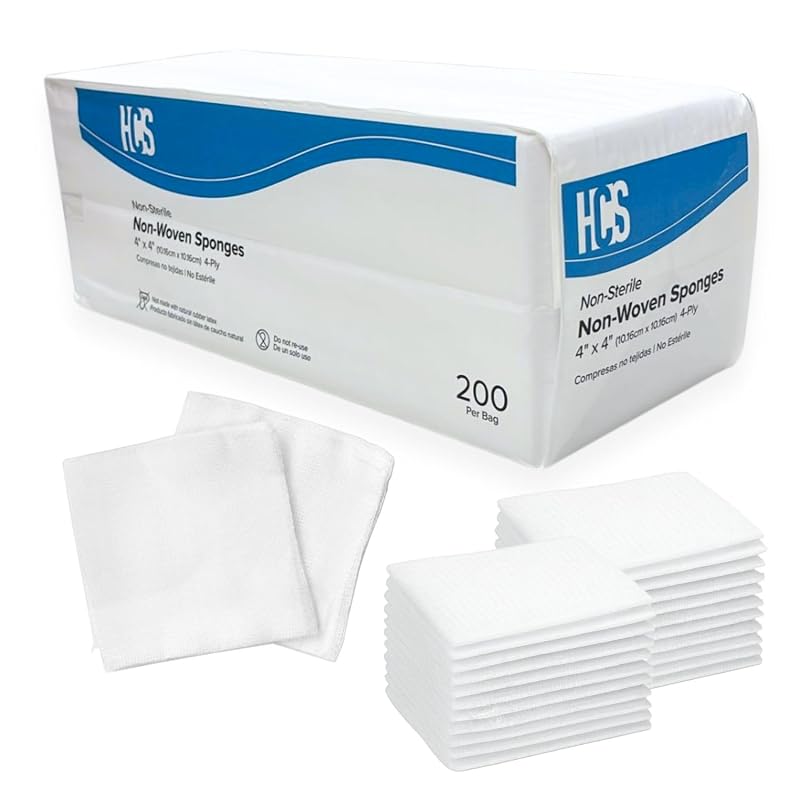 4x4 Gauze Pads 200/Pack - Large Non-Woven Wound Care Sponges (Latex-Free) Variation of THIS listing: 4X4+200
