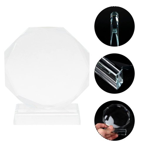 NOLITOY Blank Crystal Glass Trophy, Clear Trophy Award Cup Desktop Decor for Kids Party Favors Sport Games Competitions, 4.32 Inch