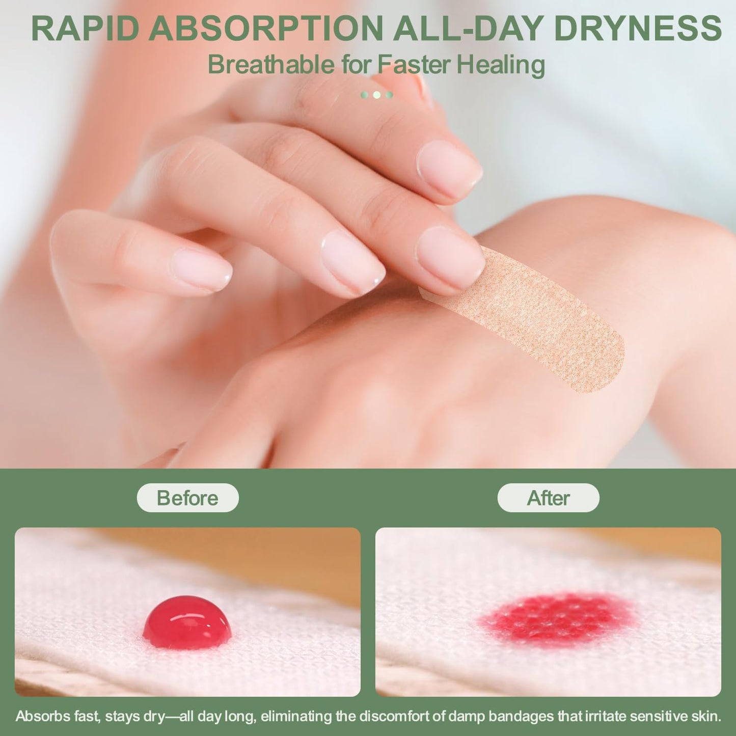 Hysimedy Silicone Bandages for Sensitive Fragile Skin 1"x3" 50 Count Flexible Fabric Latex Free Hypoallergenic Breathable Small Bandages for Wounds Easy Painless Removal for Geriatric and Children