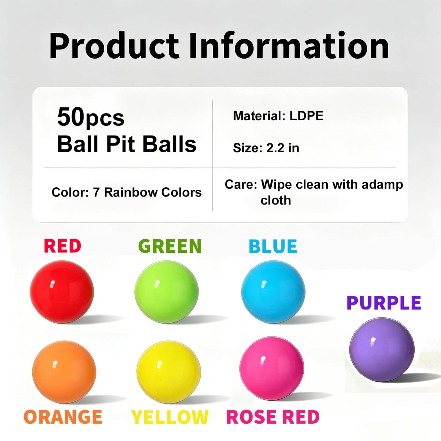 LANGXUN 50 100 200 Balls Soft Plastic Ball Pit Balls for Kids, Gift for Baby Toddler Birthday Christmas, Ball Pit Play Tent, Baby Kiddie Pool Water Toys, Party Decoration