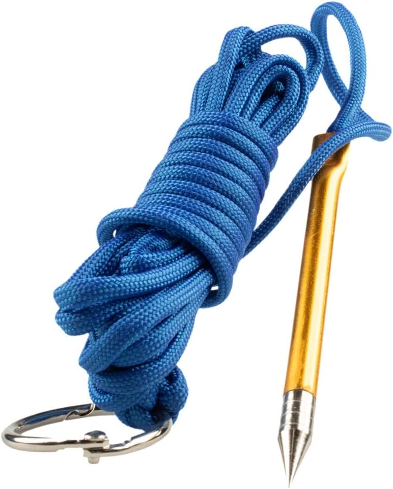 10 Foot 550lb Paracord Fishing Stringer Fish Holder with Metal Threading Needle and 1 Inch Split Ring