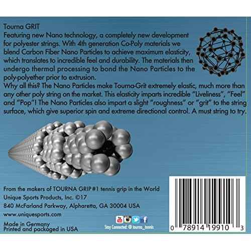 Tourna unisex adult 16g reel Tourna Grit Nano Technology Durable String, Silver, US