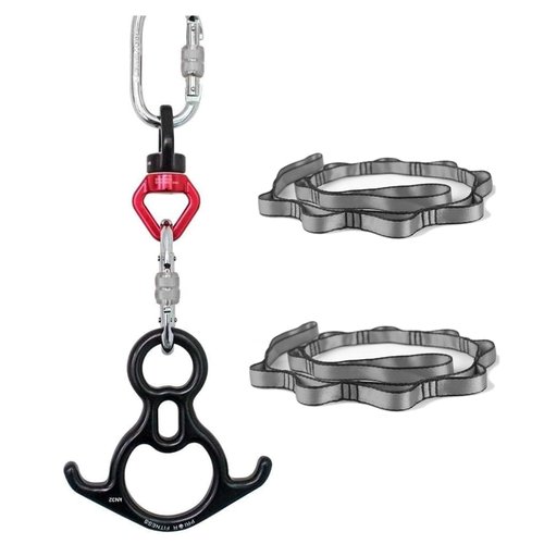 PRIOR FITNESS Aerial Silk Hardware (Deluxe Professional Set), Aerial Silk Accessories, Aerial Silk Hardware Kit Includes 1x 8 Descender, 1x Swivel, 2× Titanium-Steel Carabiners, and 2× Daisy Chain