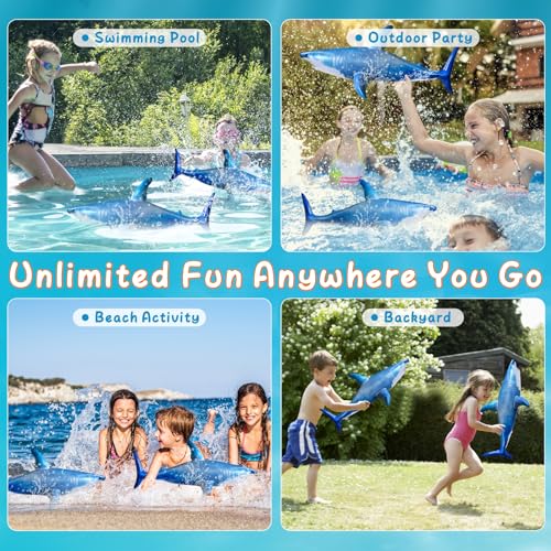 3PCS Inflatable Shark Starfish Pool Toy Balloons for Pool & Party - Blue