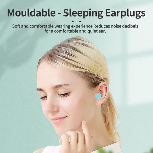 Ear Plugs for Sleeping, Swimming -6 Soft Noise Cancelling Silicone Gel Wax Earplugs for Sleep and Swimmers, Ear Protection with Sound Blocking Level of 32 Db (Blue, One Size)