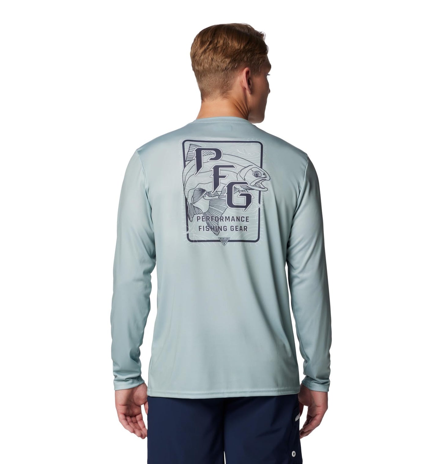 Columbia Men's Terminal Tackle PFG Blackline Long Sleeve, Crushed Blue/Blackline Trout, X-Large