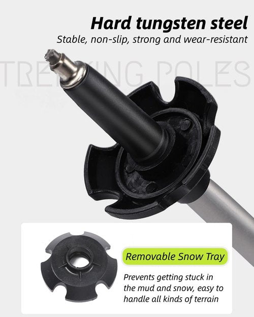TianfuSpanda Collapsible Hiking Poles 2 Pack, 7075 Aluminum Alloy Trek Poles, Adjustable 45"-53" with Anti-Shock EVA Grips, 3-Section, 260lbs Ultralight Trekking Sticks for Snow Ice Rock Walking