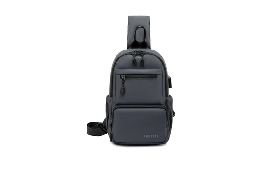 Anti Theft Sling Crossbody Backpack Shoulder Bag for Men,Mini Chest Bags with USB Charger Port For Casual Camping Biking Travel Cycling (Grey)