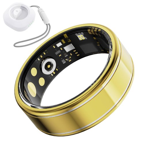 Activity Tracker Ring for Men Women – Smart Health Ring with Heart Rate, SpO2, Blood Pressure, Sleep Monitoring, Step & Calorie Counter, 5ATM Waterproof, No Subscription Fee (Gold 9)